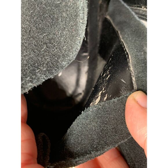 NASTY GAL 9.5 WOMENS SHOE CULT PLATFORM BLACK SUEDE WOOD HEEL - Picture 12 of 12